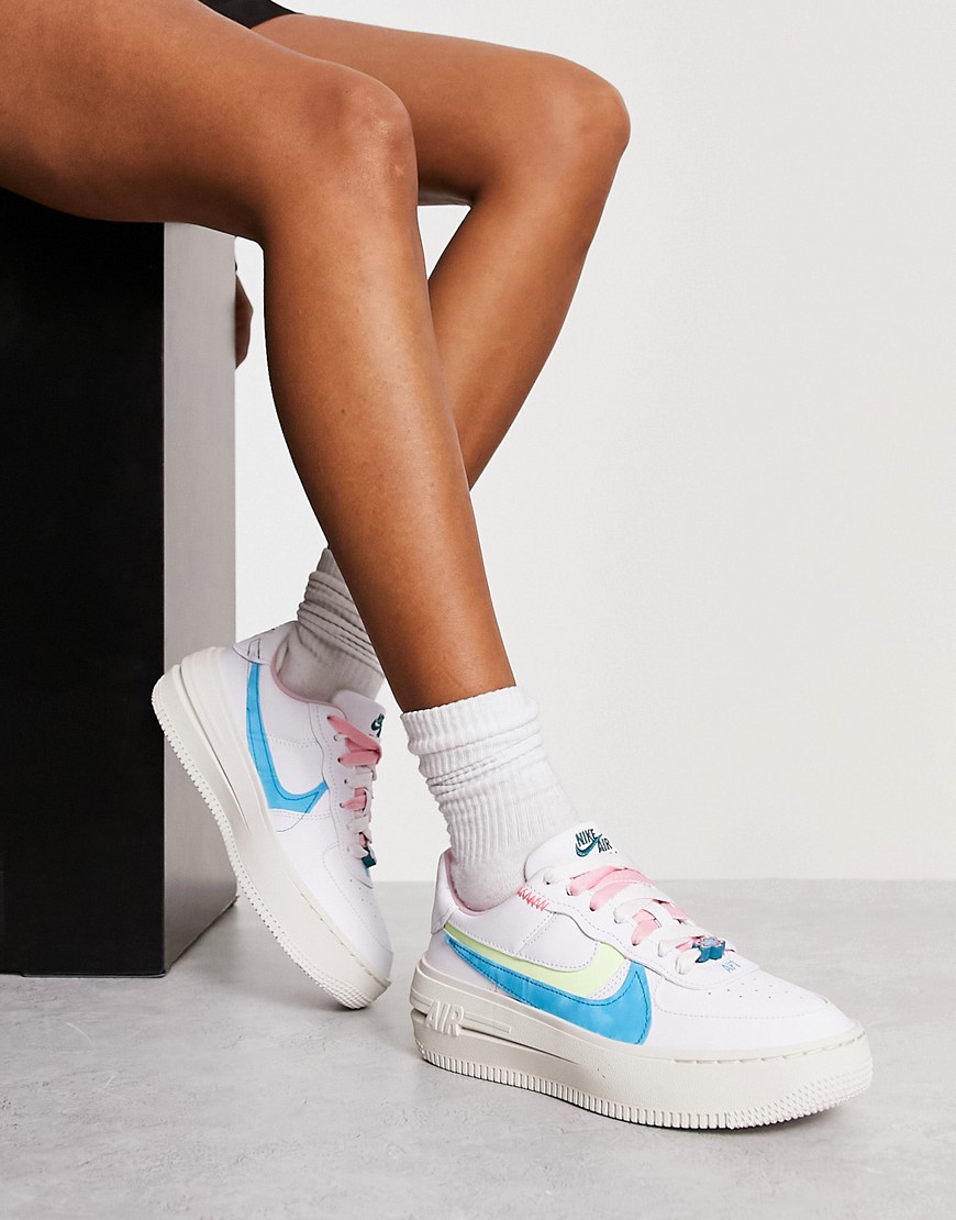 Shop Nike Air Force 1 Plt.af.orm Sneakers In Sail White And Baltic Blue