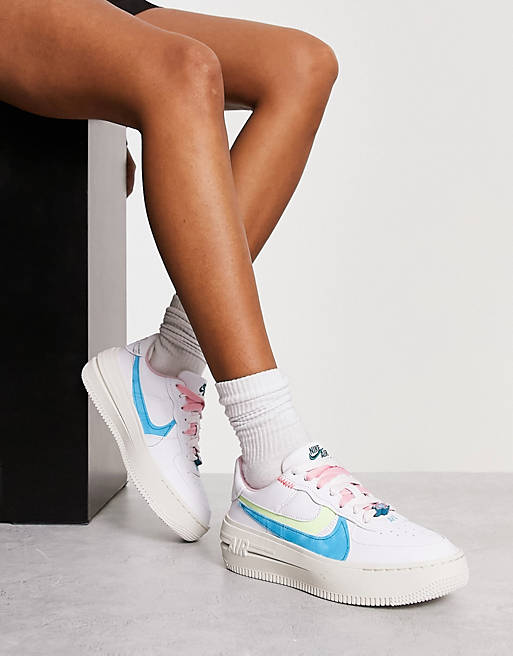 Nike Air Force 1 Plt.Af.Orm Sneakers In Sail White And Baltic Blue | Asos