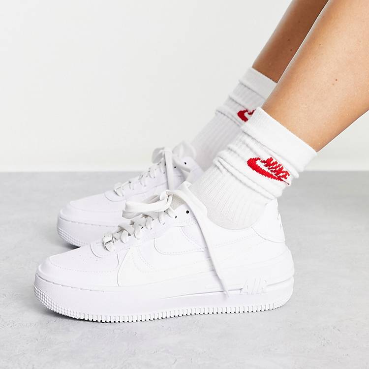 Nike Air Force 1 PLT.AF.ORM sneakers in triple white | ASOS