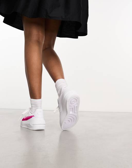Nike Air Force 1 PLT.AF.ORM sneakers in white and fierce pink | ASOS