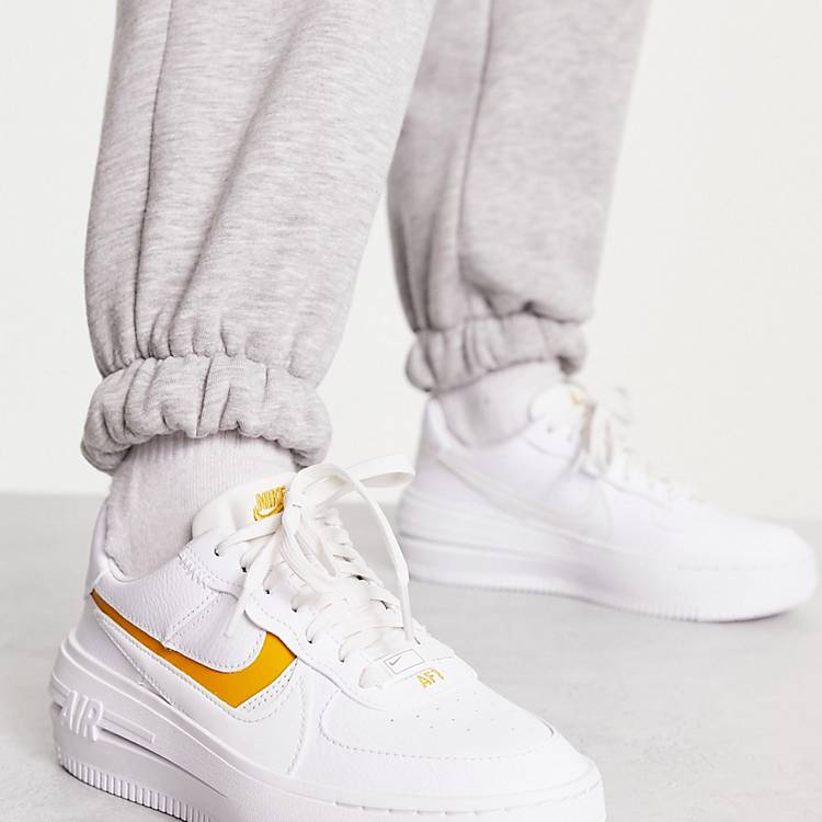 Él mismo Gracias Whitney Nike Air Force 1 PLT.AF.ORM sneakers in white and yellow | ASOS