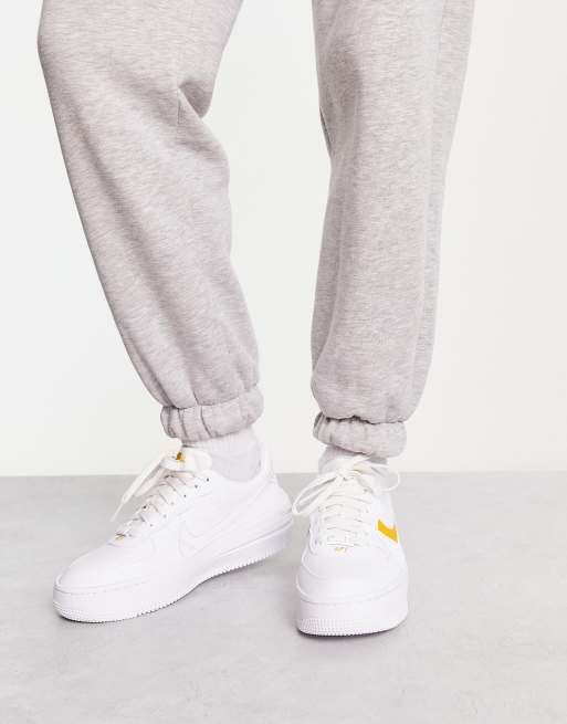 Nike Air Force 1 PLT.AF.ORM Sneakers in White and Yellow