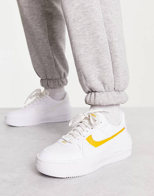 Nike Air Force 1 PLT.AF.ORM sneakers in white and yellow