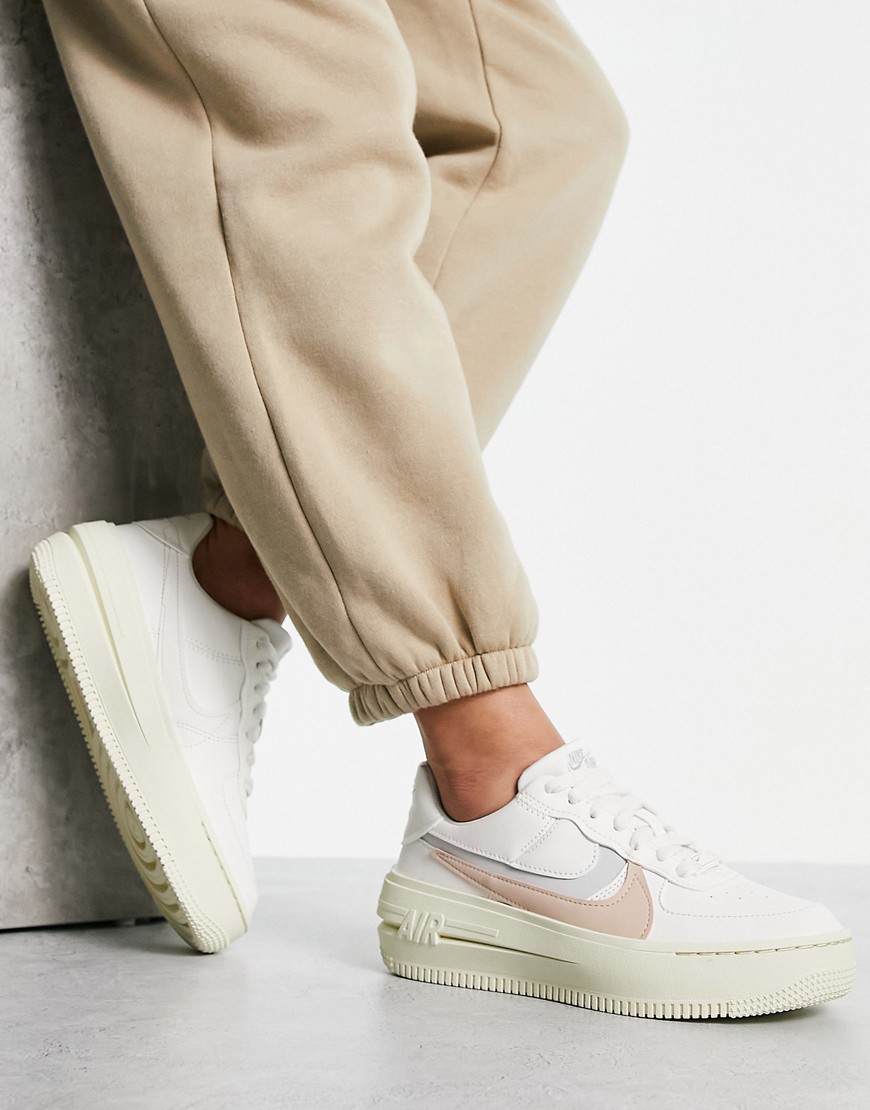 Nike Air Force 1 PLT. AF. ORM trainers in sail white and artic orange