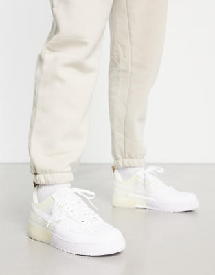 Nike Air Force 1 React trainers in white and coconut milk - ASOS Price Checker