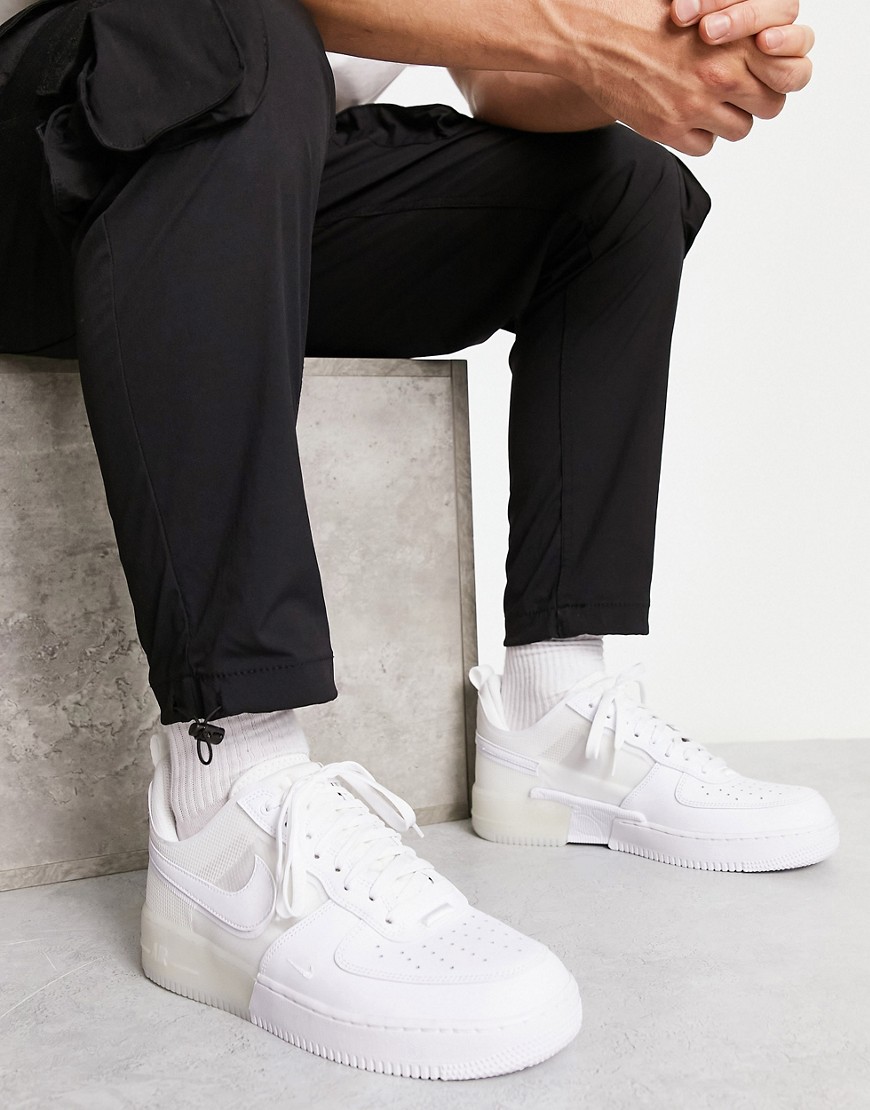 Nike Air Force 1 React Sneakers In Triple White
