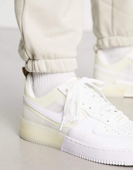 Nike Air Force 1 React trainers in white and coconut milk