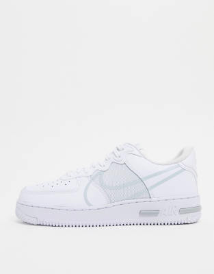 Nike Air Force 1 React trainers in white/pure platinum | ASOS