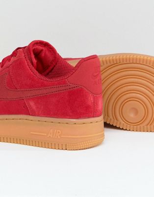 Nike Air Force 1 Red Suede Sneakers 