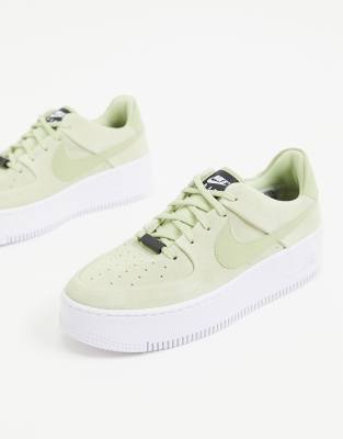 nike air force 1 sage sneakers with metal stitched in swoosh