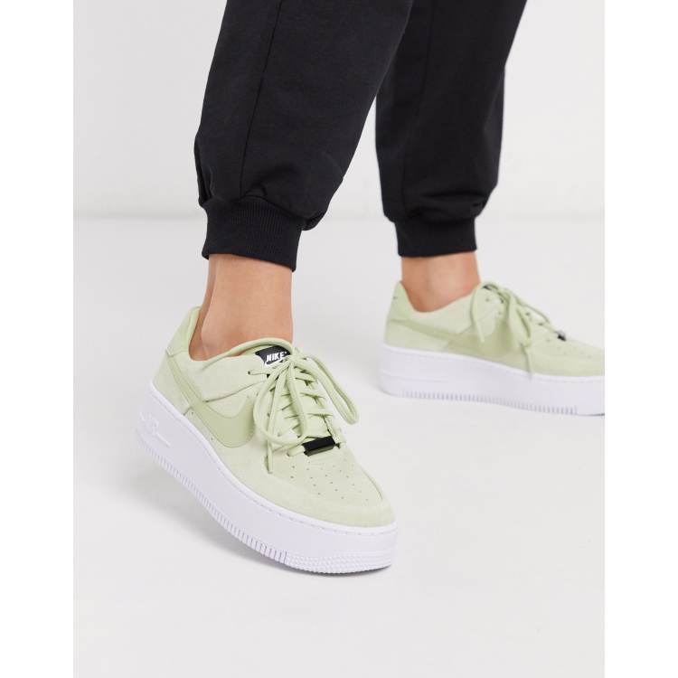 Nike Air Force 1 Sage Green Suede Trainers