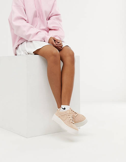 Nike Air Force 1 Sage pink suede trainers | ASOS