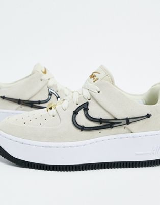 nike air force 1 sage trainers with metal stitched in swoosh