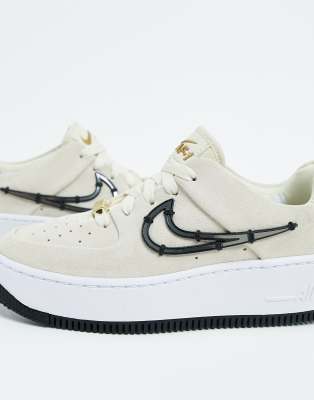 nike air force 1 sage sneakers with metal stitched in swoosh