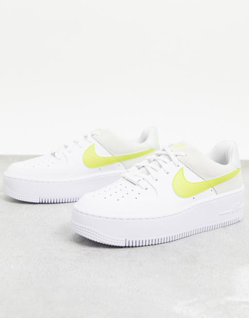 Nike Air Force 1 Sage trainers in white and yellow ASOS