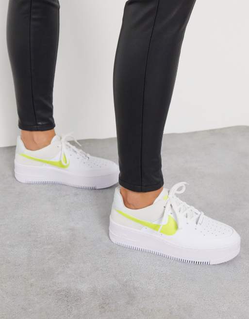 Nike Air Force 1 Sage trainers in white and yellow