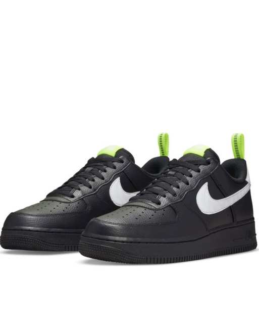 Nike - Air Force 1 SE - Sorte og limefarvede sneakers