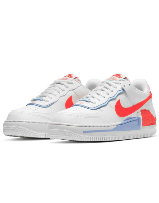 Nike Air Force 1 Shadow Baskest Blanc rouge et bleu