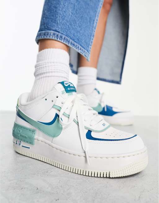 Nike Air Force 1 Shadow Baskets Blanc et bleu ASOS