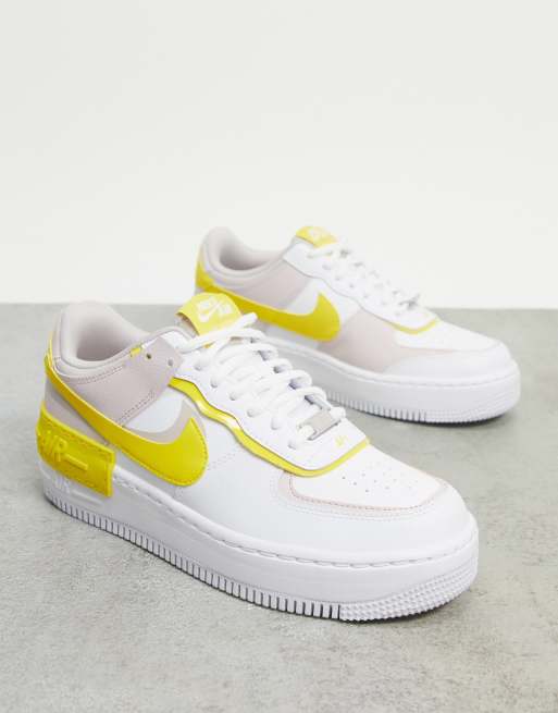 Nike Air Force 1 Shadow Baskets Blanc et jaune ASOS