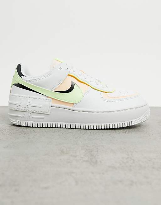 Nike - Air Force 1 Shadow - Baskets - Blanc rose et vert Nike - Air Force 1 Shadow - Baskets - Blanc rose et vert