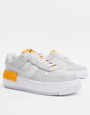 grey and yellow air force ones