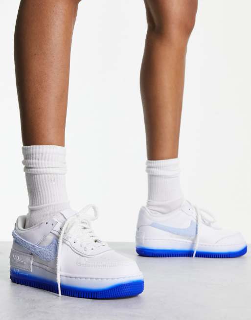 Nike Air Force 1 Shadow Ray of Hope trainers in white and racer blue ASOS