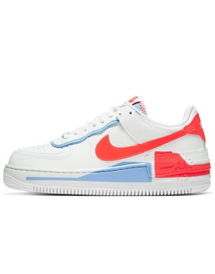 Sneakers bianche rosse e blu - Air Force 1 Shadow - Nike - Rosso - donna