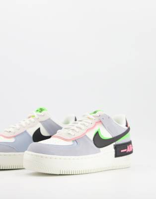 Nike Women's Air Force 1 Shadow Suede Accent Layered Low Top Sneakers In Blues