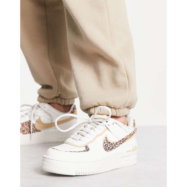 Poderoso relajado el último Nike Air Force 1 Shadow sneakers in sail white and leopard | ASOS