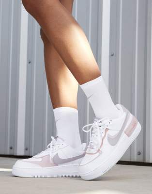 Nike Air Force 1 Shadow sneakers in white and gray