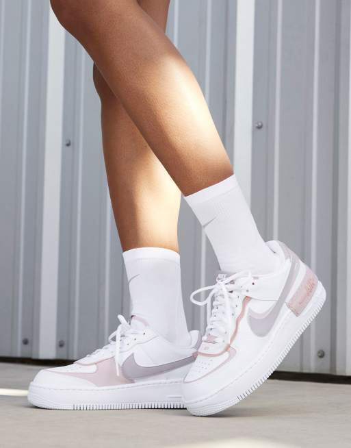 Nike Air Force 1 Shadow sneakers in white/amethyst ash