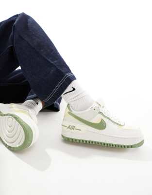 Nike Air Force 1 Shadow Sneakers In White And Green In White