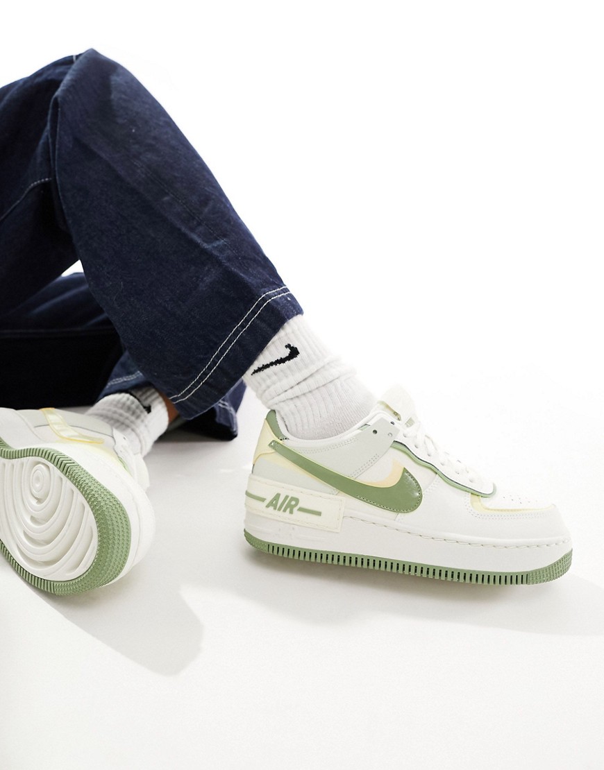Shop Nike Air Force 1 Shadow Sneakers In White And Green