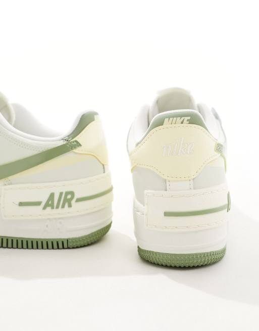 Nike Air Force 1 Shadow sneakers in white and green ASOS