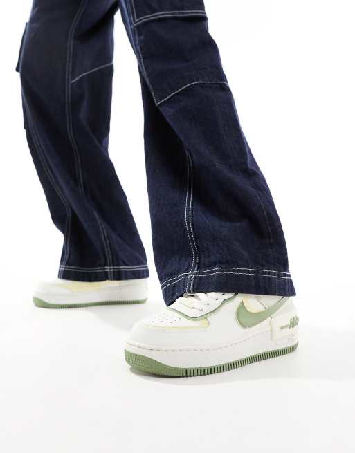 Nike Air Force 1 Shadow sneakers in white and green, 5 of 5