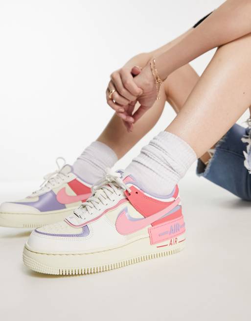 Nike Air Force 1 Shadow sneakers in white and pink ASOS