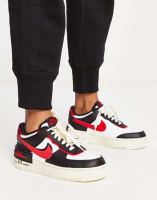 Nike Air Force 1 Shadow sneakers in white and red