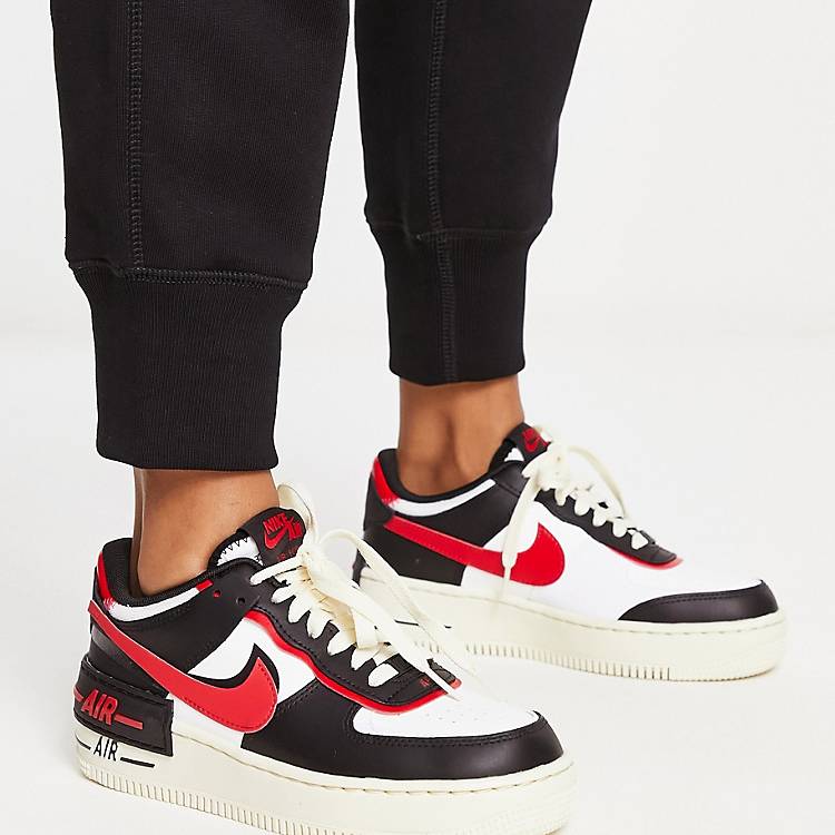 Mezquita doblado Ondas Nike Air Force 1 Shadow sneakers in white and red | ASOS