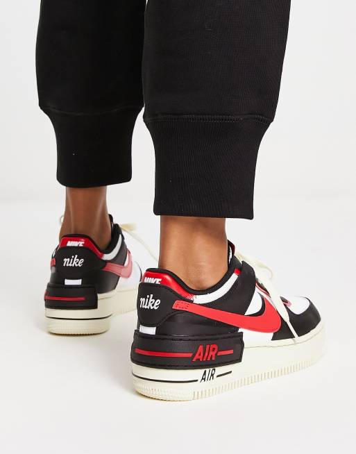 The Black and Red Air Force 1 Sneakers