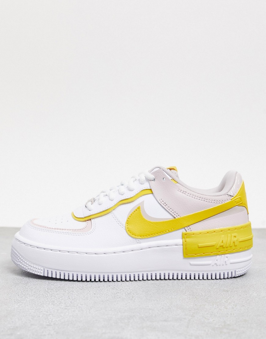NIKE AIR FORCE 1 SHADOW SNEAKERS IN WHITE AND YELLOW,CJ1641-102