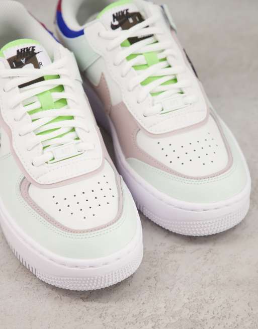 Nike Air Force 1 Shadow Trainers Barely Green Black White Platinum Violet -  Women's Trainers