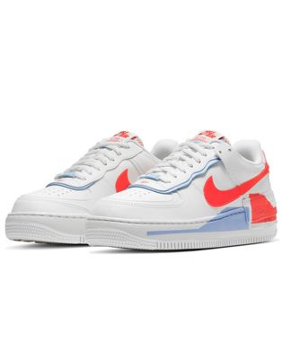 nike air force 1 shadow sneakers in white red and blue