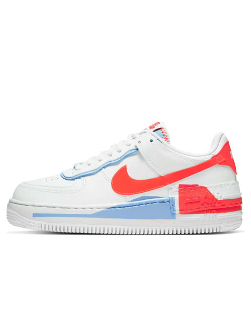 Nike Air Force 1 Shadow Sneakers In White Red And Blue Asos