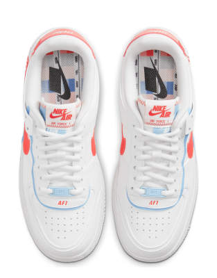 nike air force 1 shadow sneakers in white red and blue