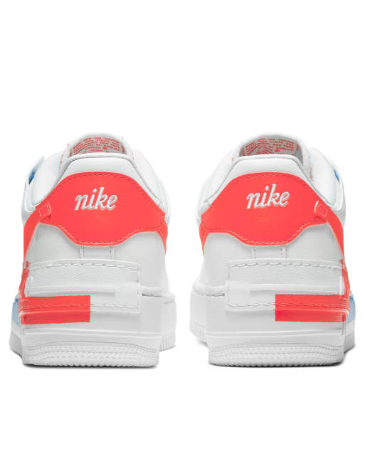 Nike Air Force 1 Shadow sneakers in white red and blue