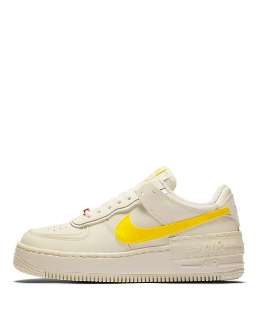 Nike Air Force 1 Shadow trainers in cream and yellow