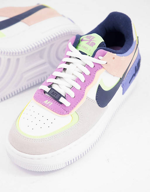 Nike Air Force 1 Shadow trainers in grey and pastel