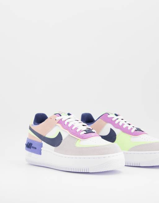 Nike Air Force 1 Shadow trainers in grey and pastel