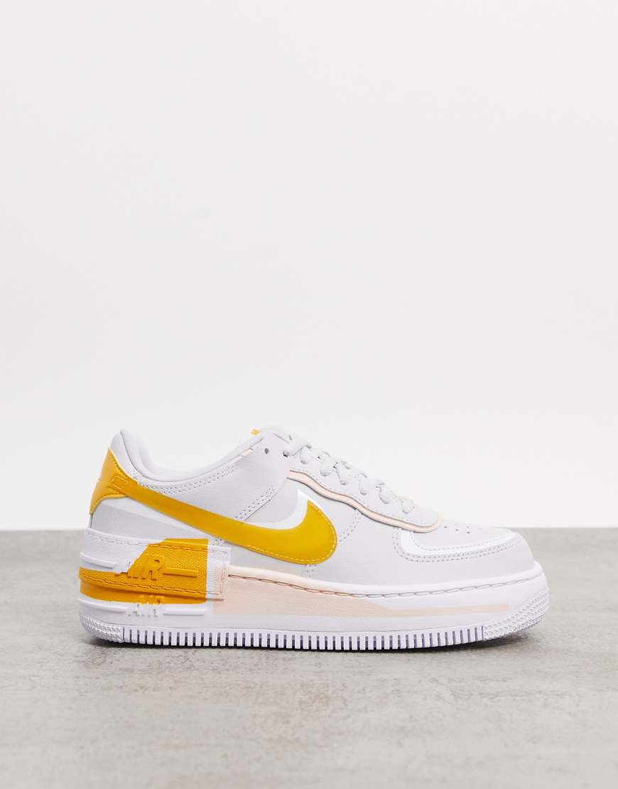 Nike Air Force 1 Shadow trainers in grey and yellow | ASOS